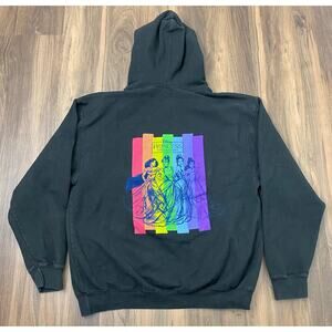 Adult Disney Princess The Concert rainbow graphic fleece pullover hoodie L